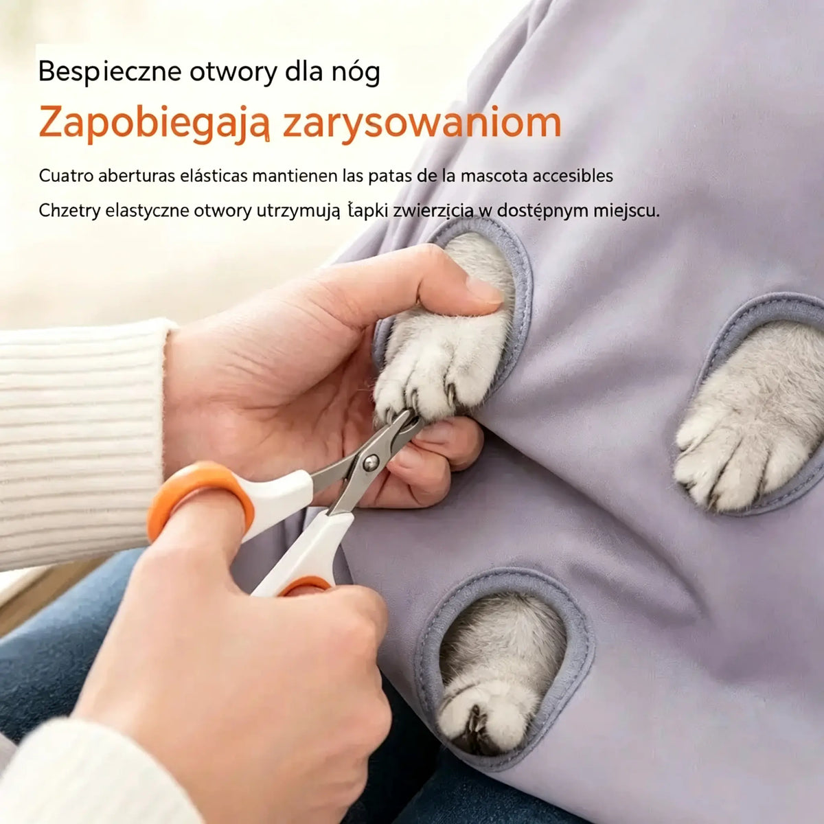 Fartuch do przytulania zwierząt (odporny na sierść) z otworami na nogi – idealny do trzymania kotów 🥻