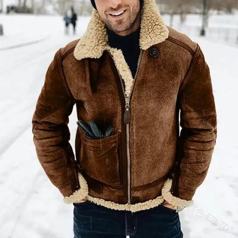 【M-5XL】 Stylowy, ciepły wełniany płaszcz w stylu retro z długim rękawem i zapięciem na zamek błyskawiczny