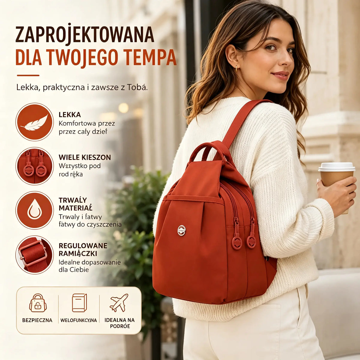 👜Plecak i torebka crossbody 2 w 1 z wieloma kieszeniami