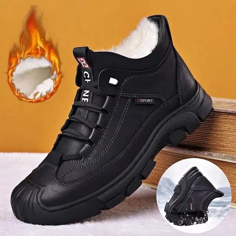 🔥🔥【39-44】Jesienno-zimowe męskie zagęszczone aksamitne ciepłe buty Wysokie buty z prawdziwej skóry