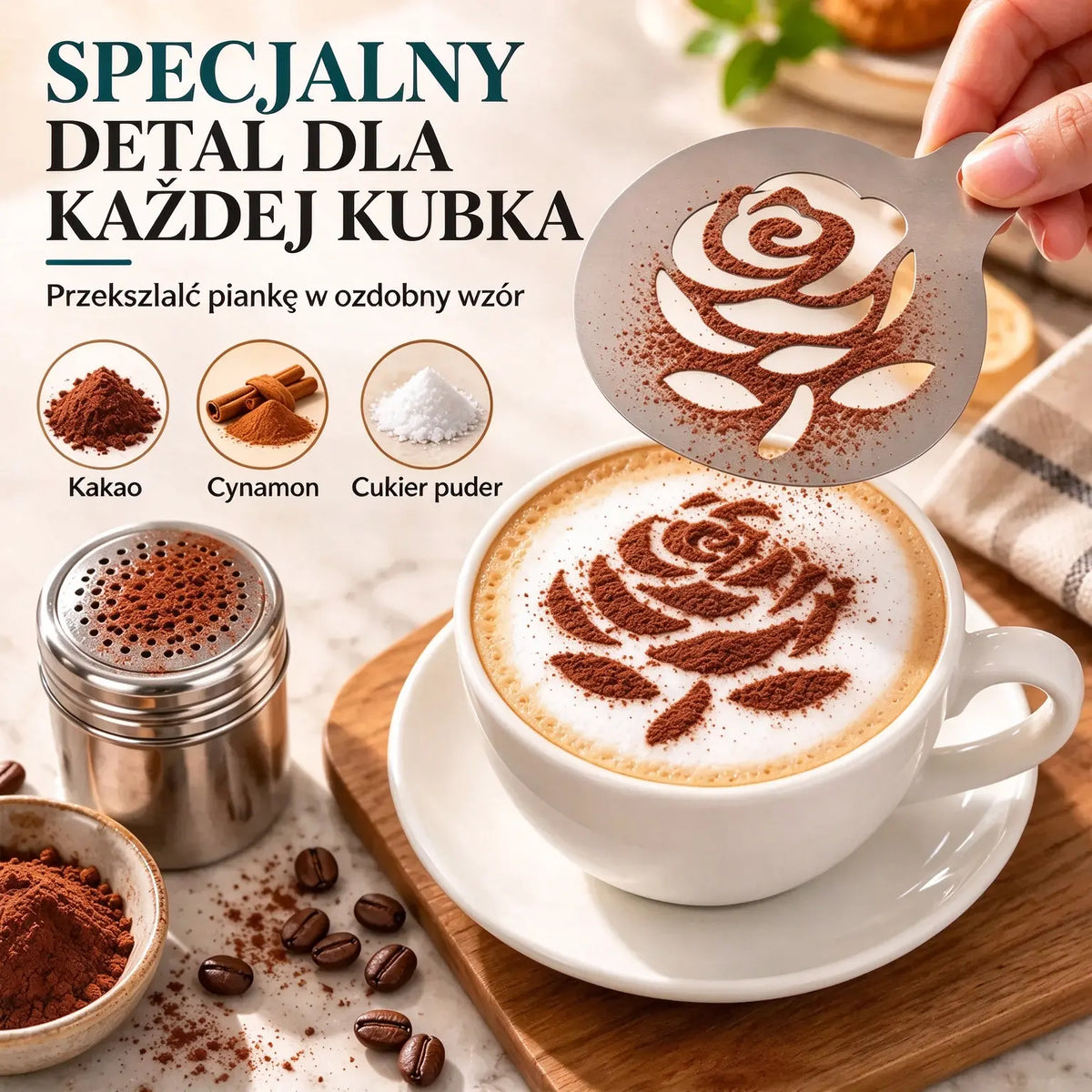 ☕ Szablon ze stali nierdzewnej do latte art