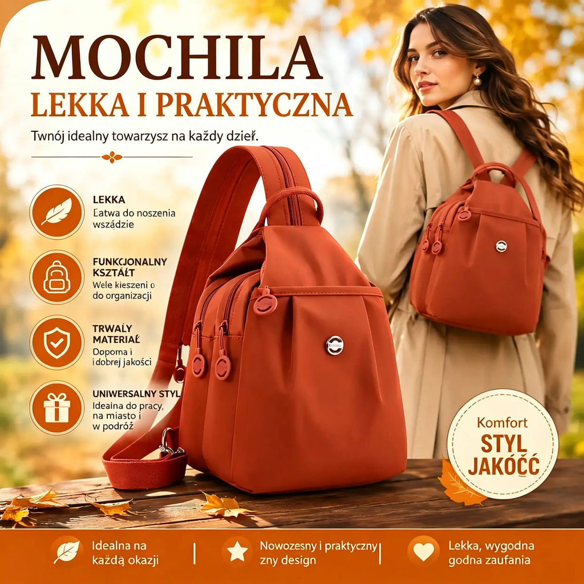 👜Plecak i torebka crossbody 2 w 1 z wieloma kieszeniami