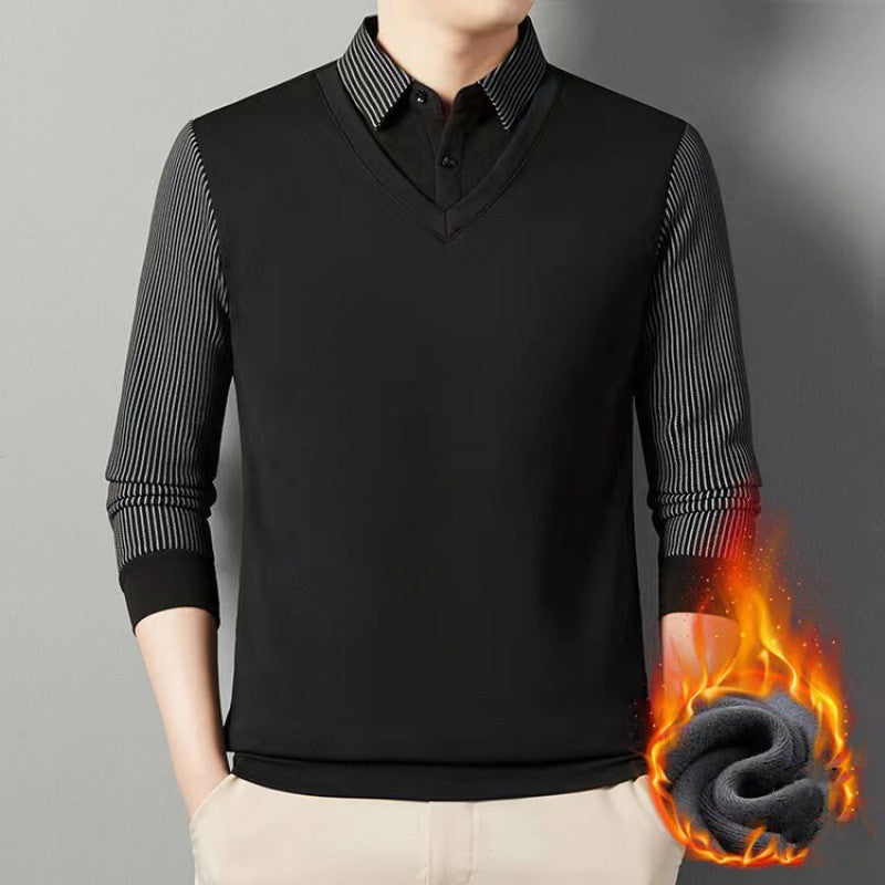 👔【M-4XL】Męski dwuczęściowy sweter ze sztucznej szenili z aksamitem i pogrubieniem zapewniającym ciepło