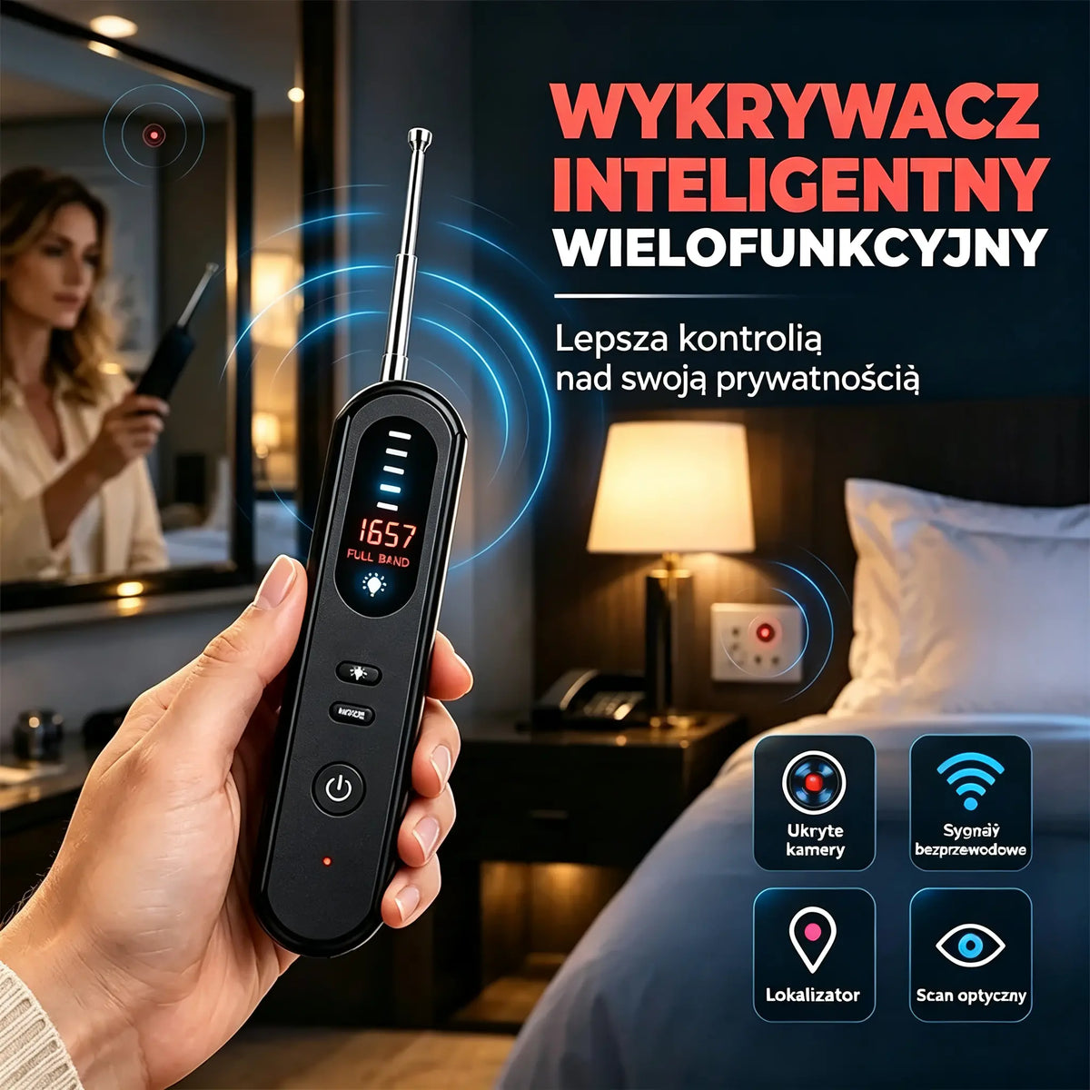 Detektor antypodsłuchowy ze skanowaniem w podczerwieni