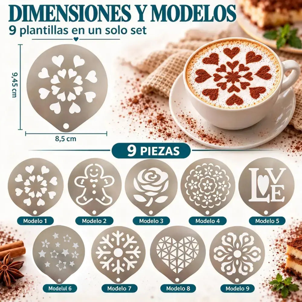 ☕ Szablon ze stali nierdzewnej do latte art
