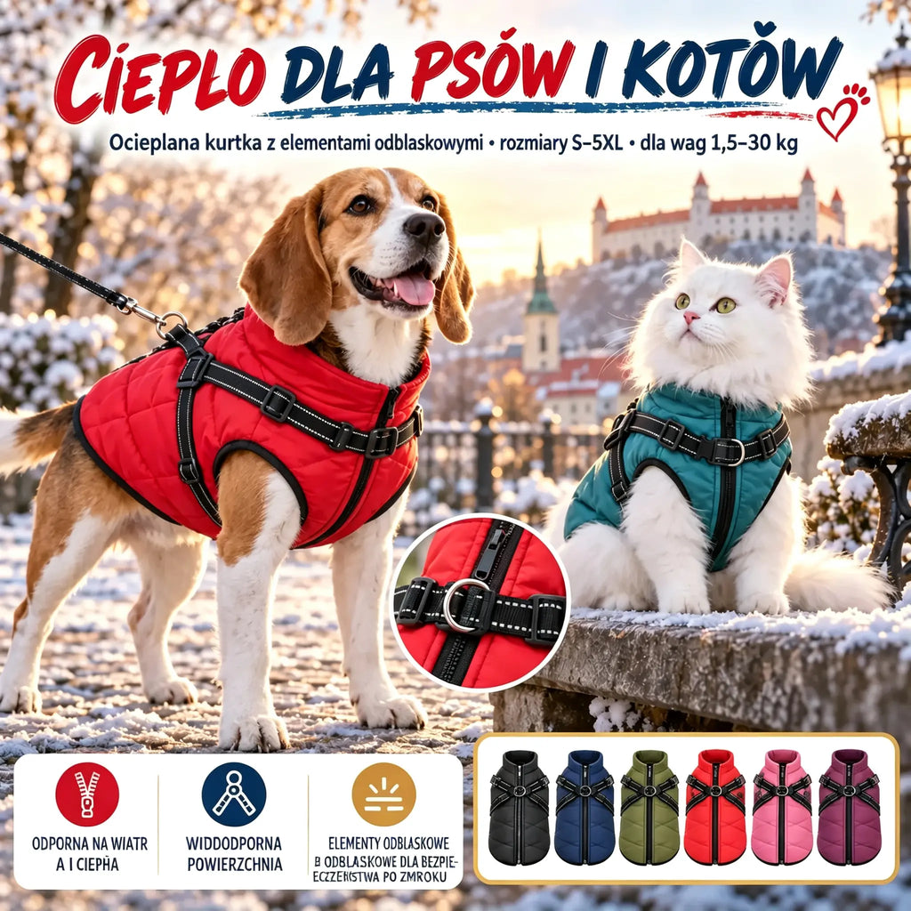 🔥🐕‍🦺【50% zniżki】Ubrania narciarskie na jesień i zimę dla zwierząt, wodoodporna i ciepła bawełniana kurtka dla psów