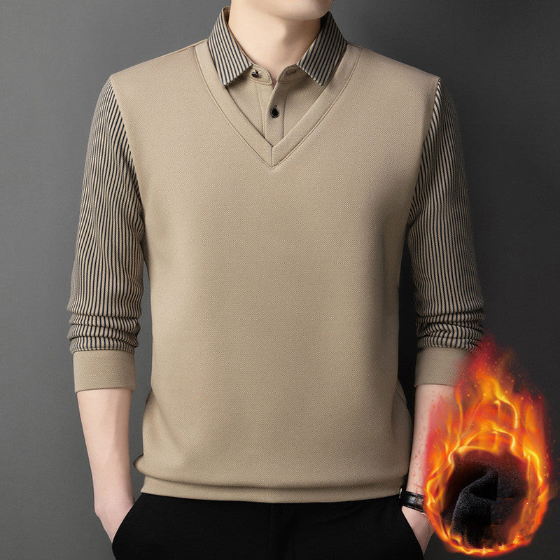 👔【M-4XL】Męski dwuczęściowy sweter ze sztucznej szenili z aksamitem i pogrubieniem zapewniającym ciepło